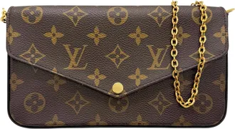 Louis Vuitton Brown Fuchsia Monogram Clutch Bag Pochette Pouch Shoulder Bag (Pre-Owned)