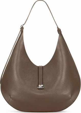 Courr&egrave;ges Shoulder Bags, female, Brown, Size: ONE SIZE Hobo Grained Leather Bag