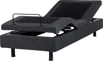 Beliani Adjustable Bed without Headboard Fabric DUKE 80 x 200 cm (EU Small Single) Dark Grey