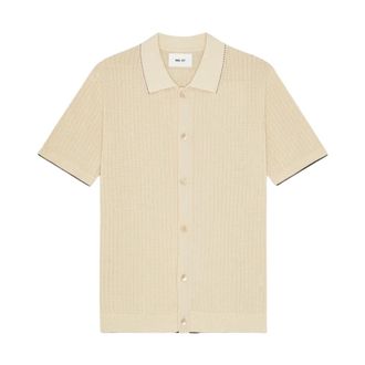 Nn.07 Cotton Piqu&eacute; Cardigan - Heren - Vesten - Beige - M - Katoen - Truien & Vesten