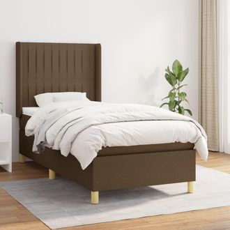 vidaXL Vidaxl - Cama Box Spring Con Colch&oacute;n Tela Marr&oacute;n Oscuro 90x200 Cm