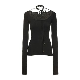 The Attico Round-neck Knitwear, female, Black, L, Wide-neck Knit Top