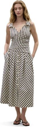 Rebecca Taylor Isla Stripe Poplin Dress in Cream Stripe at Nordstrom, Size 10