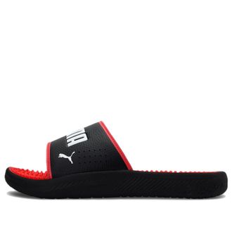Puma Softride Slide Massage Black White High Risk Red 383062-03