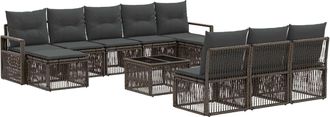 vidaXL Conjunto De Sof&aacute;s De Jard&iacute;n 11 Uds. Gris Rat&aacute;n Sint&eacute;tico Vidaxl