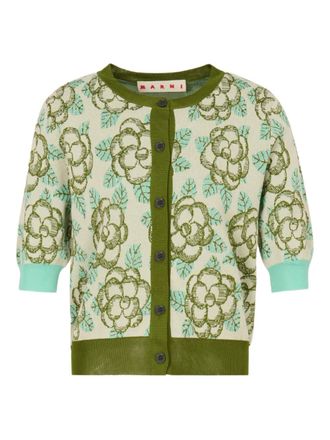 Marni floral-detail cardigan - Neutrals