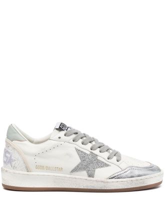 Golden Goose Ballstar glittered leather sneakers - White