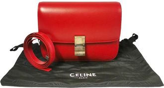 Celine Red Leather Classic Box Medium (Authentic Pre-Loved)
