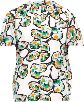 Marni floral print drawstring loop toggle shirt