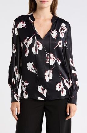 BOSS Barabi Woven Top in Black Floral at Nordstrom Rack, Size 10
