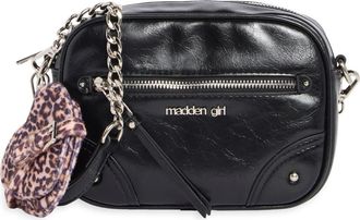 Madden Girl Crinkle Faux Leather Camera Crossbody Bag with Pouch in Black at Nordstrom Rack