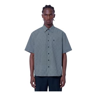 VETEMENTS Metal Logo Checked Short Sleeve Shirt - Heren - Overhemden - Zwart - Maat: L Katoen