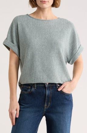 Max Studio Short Sleeve Ribbed T-Shirt in Seamist at Nordstrom Rack, Size X-Large