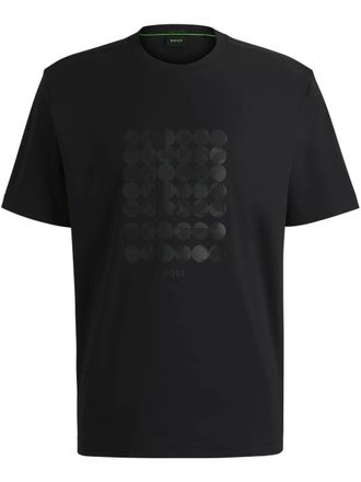 BOSS geometric-print T-shirt - men - Cotton - L - Black
