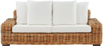 Beliani Beliani - Divano Boho Da Giardino A 3 Posti In Rattan Naturale Con Cuscini Forli