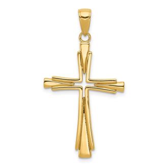 Diamond2Deal 10k Yellow Gold Polished Solid Cross Pendant