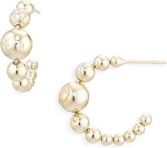 Eden Presley Small Beaded 14K Gold Huggie Hoop Earrings in Metallic Gold at Nordstrom