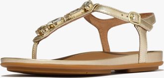 FitFlop Fitflop Gracie Ultra Womens Ankle Strap Sandals Platino - Gold Leather - Size UK 5