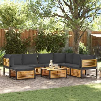 vidaXL Set De Sof&aacute;s De Jard&iacute;n Con Cojines 8 Pzas Madera Maciza Acacia Vidaxl