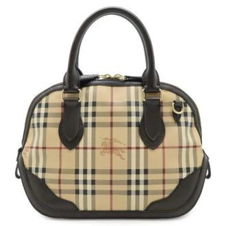 Burberry Pre-owned Handbags, female, Beige, Size: ONE SIZE Pre-owned PVC Coated Canvas Leather Handbag