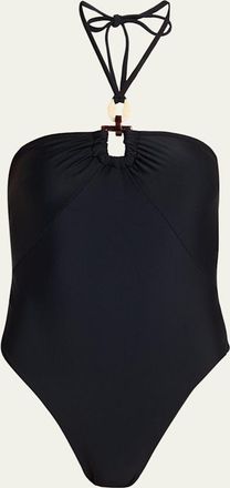 Ramy Brook Marjorie Ring Halter One-Piece Swimsuit