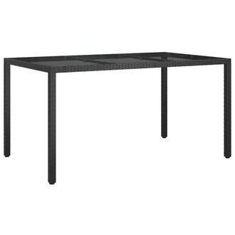 Berkfield Home Garden Dining Table Black 150x90x75 cm Poly Rattan | Size: 150 x 90 x 75 cm