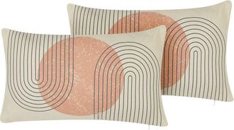 Beliani Conjunto De 2 Cojines De Poli&eacute;ster Algod&oacute;n Multicolor Patr&oacute;n Geom&eacute;trico 30 X 50 Cm Accesorio Decorativo Gerbera