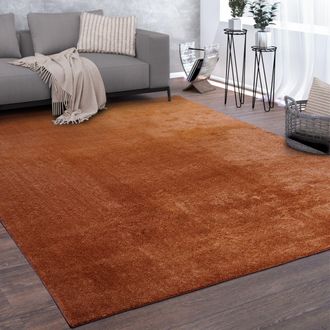 Paco Home Paco Home - Alfombra Sal&oacute;n Pelo Corto Lavable Monocolor Moderna Suave Cobre &Oslash; 160 Cm Redon