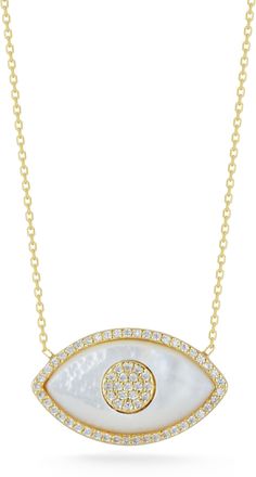 Glaze Jewelry Sterling Silver Mother of Pearl Evil Eye Necklace