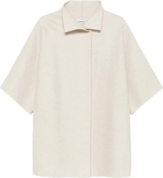 Harris Wharf London Beige Button-Fastening Cape