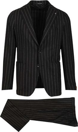 Tagliatore Montecarlo Nadelstreifen Pak - Heren - Business pakken - Zwart - M - Wol - Kostuums