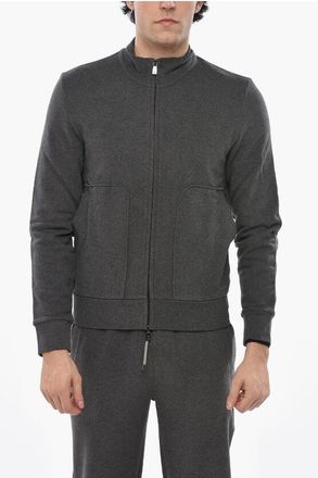 Corneliani Mock Neck Cotton Sweatshirt with Full Zip size 48
