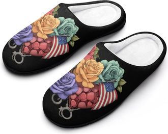 Generic Police Heart Rose Womens Slippers Winter Warm House Shoes Indoor Outdoor Hotel Slipper