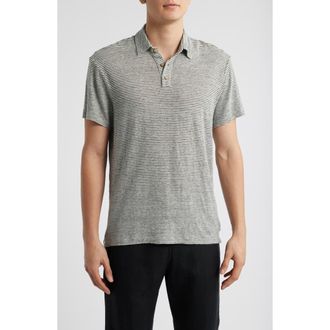 Alex Crane Linen Polo in Lines at Nordstrom, Size Xx-Large