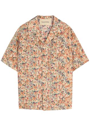 Valentino Garavani Floral-print Silk-chiffon Shirt - Beige - 52 (IT52 / XL)