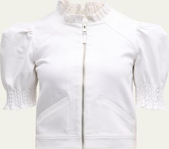 Cinq à Sept Anabella Short-Sleeve Zip-Front Jacket