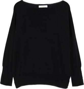 Incotex Maglione con maniche a 3/4 e scollo a barca - Nero