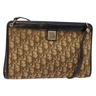 Dior Pre-owned Clutches, female, Brown, Size: ONE SIZE Pre-owned Trotter Canvas Shoulder Bag