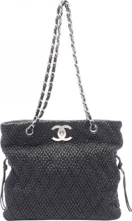 Chanel Black Leather Handbag Tote Bag (Pre-Owned)