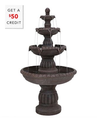 Sunnydaze 4-Tier Mediterranean Outdoor Water Fountain Backyard Feature -49In With $50 Credit