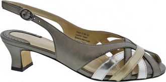 Ros Hommerson Womens Pearl Heel Strap Dress Pump In Metallic