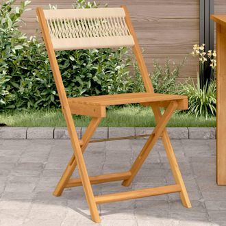 vidaXL Vidaxl - Sillas De Bistr&oacute; 2 Uds Madera Maciza De Acacia Y Cuerda Beige