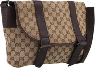 Gucci Pre-owned Vintage GG Canvas Shoulder Bag - Dames - Vintage Schoudertas - Beige - ONE Size - Leer - Vintage