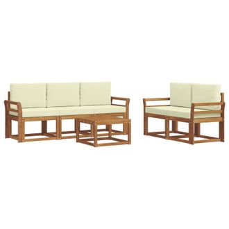 vidaXL Conjunto De Sof&aacute;s De Exterior Con Coj&iacute;n 6 Pcs Natural Y Crema Vidaxl