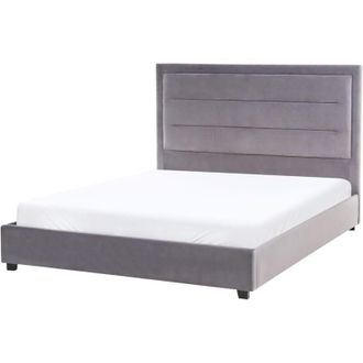 Beliani Beliani - Letto matrimoniale in velluto grigio scuro 140 x 200 cm con testiera imbottita Rouen
