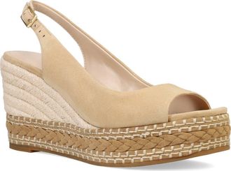 Pelle Moda Eleny Slingback Espadrille Platform Wedge Peep Toe Sandal in Latte at Nordstrom, Size 5.5