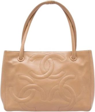 Chanel Pre-owned Vintage Tote Bag - Dames - Vintage Shopper - Beige - ONE Size - Leer - Vintage