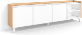 Skraut Home Mueble tv efecto madera blanco y roble 207x35x61cm con patas
