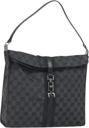 Gucci Pre-owned Shoulder Bags, female, Black, Size: ONE SIZE Pre-owned Canvas Shoulder Bag