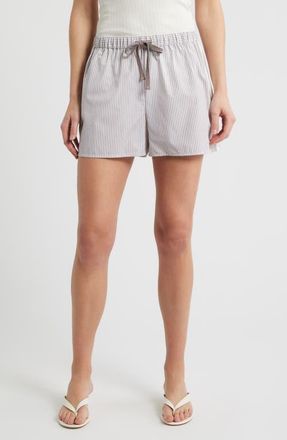 Bernardo Stripe Drawstring Shorts in Taupe/Ivory at Nordstrom, Size X-Large